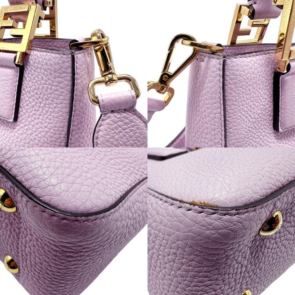 Fendi Bag Leather Crossbody Selleria Gold Shoulder Purple - Picture 3 of 4